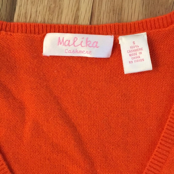 Malika Orange Lightweight Cashmere Sweater - Picture 2 of 4
